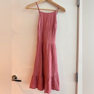 Hollister Terracotta Pink Embroidered Midi Dress